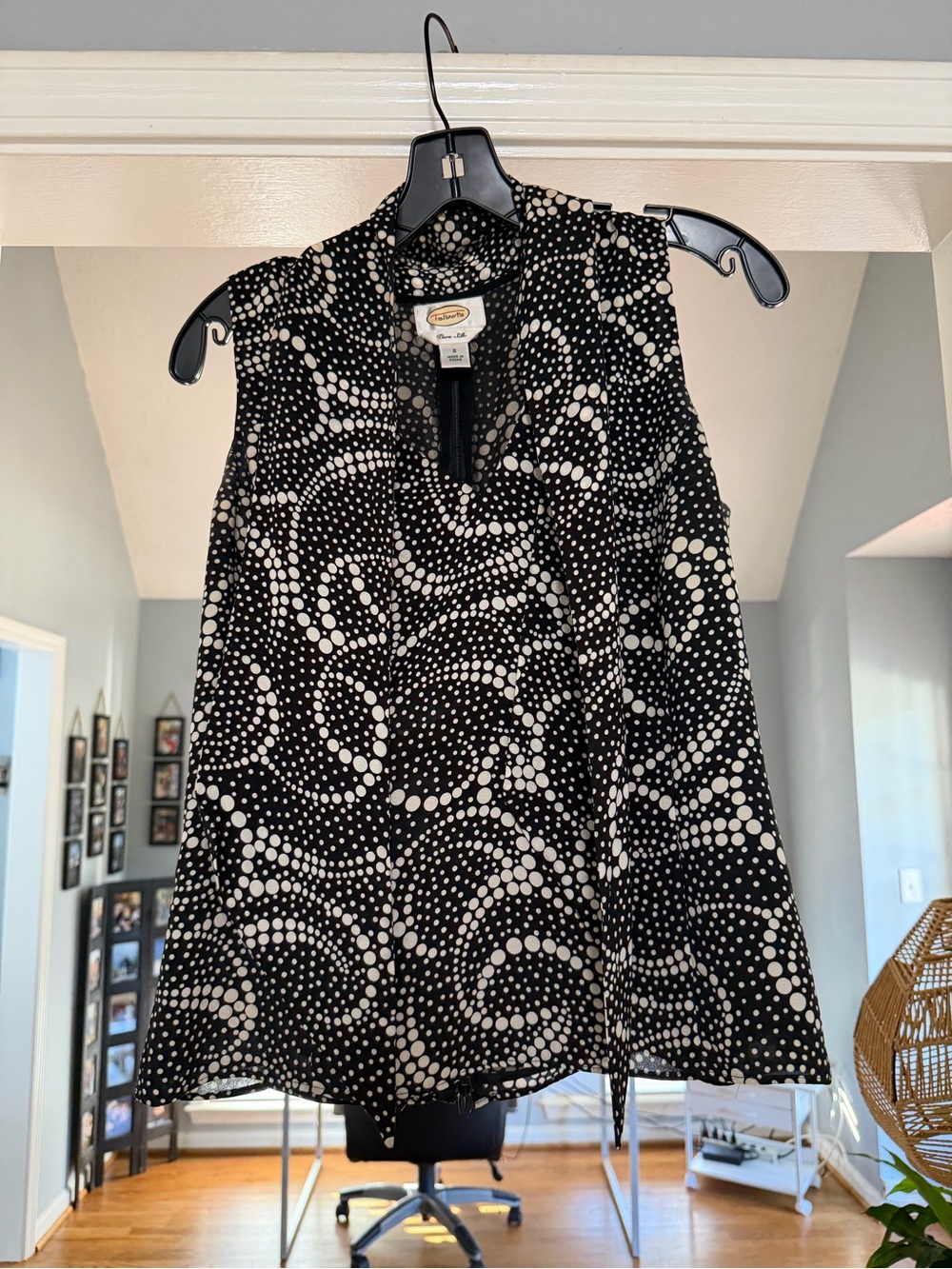 Talbots Sleeveless Black & White Dot-Pattern Tank Top